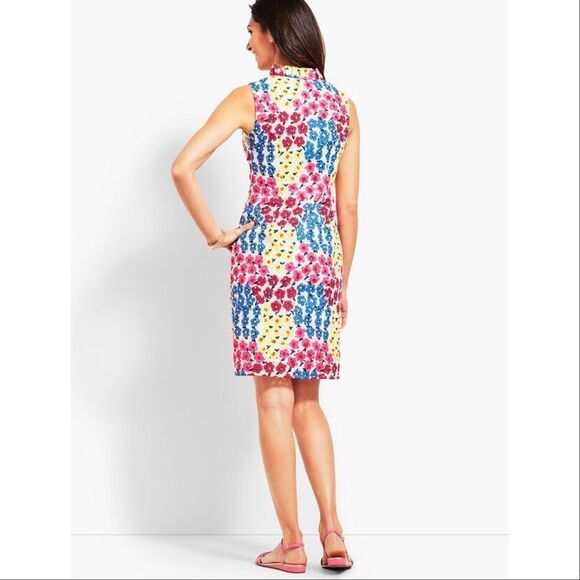 Talbots Petite Floral Eyelet Ruffle Trim Neck Sleeveless Dress White Multi 2P - Picture 5 of 15